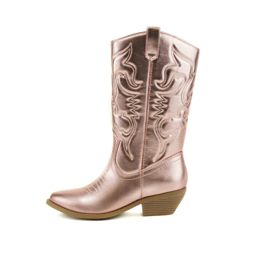 Soda Metallic Pink Western Cowboy Boots Embroidered 9 NIB Rodeo Cowgirl Festival